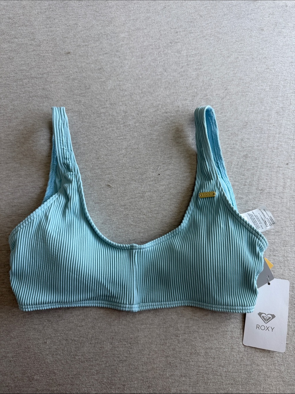 Roxy Light Blue Ribbed Bikini Top